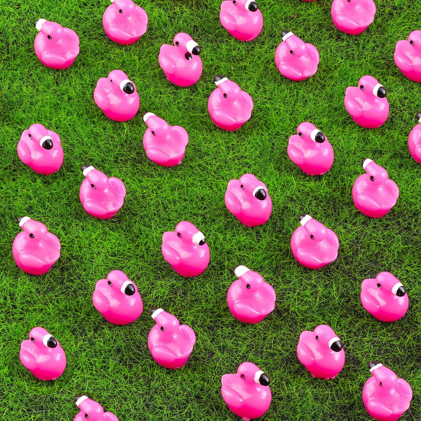 110PCS Mini Resin Animals Cute Rose Pink Tiny Flamingo Ducks, Miniature Figures to Hide, Small Animal Toys Accessories Bulk for Topper Garden Dollhouse Landscape Aquarium Ornaments DIY Crafts & Decor