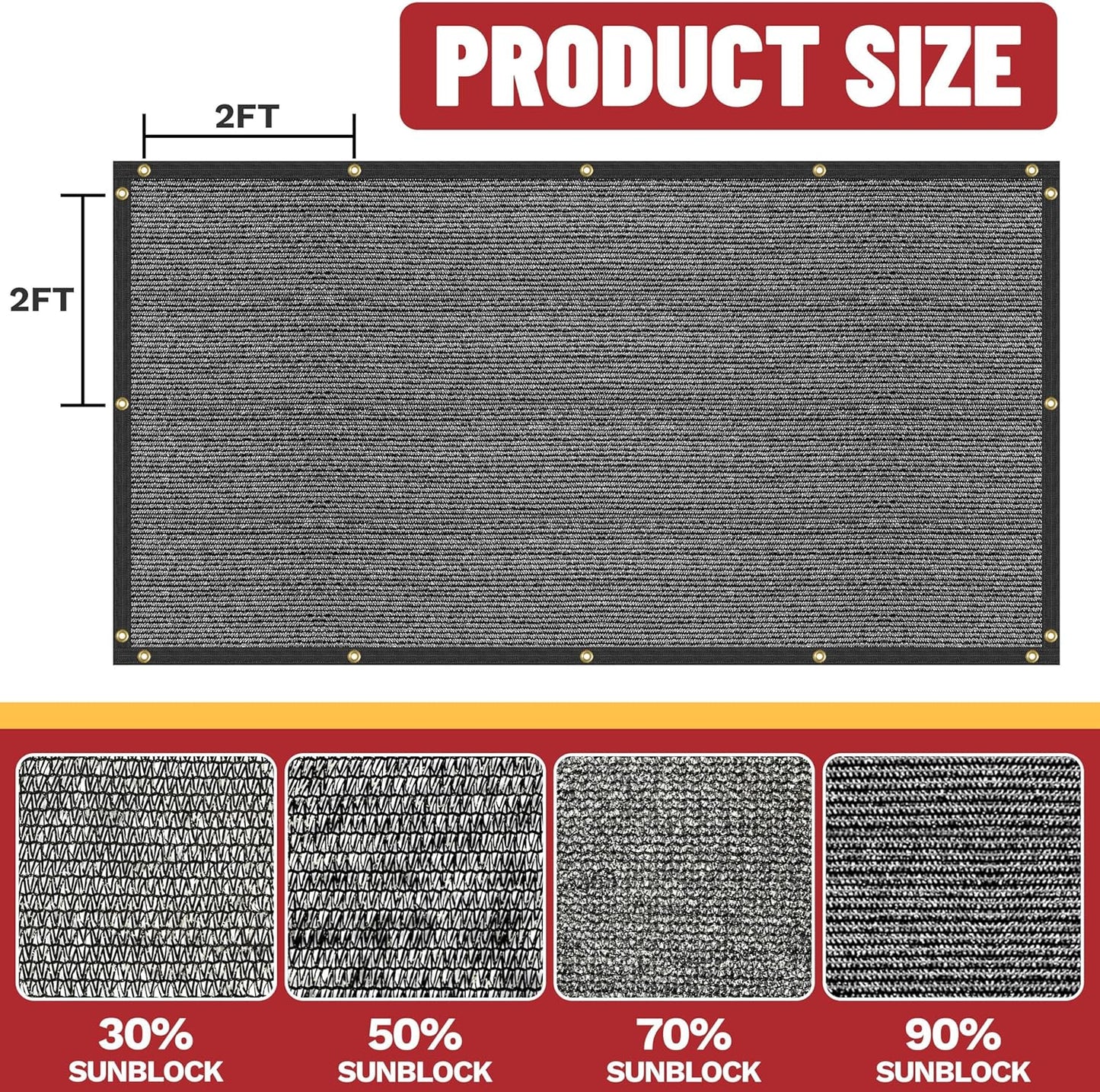 ShadeMart 50% Shade Cloth for Plant, Black 4FT x 43FT Custom Size Outdoor Shade Tarp, Shade Cover with Upgrade Grommets and Zip Ties, Netting Sunblock Net for Vegetables Flower Garden Greenhouse
