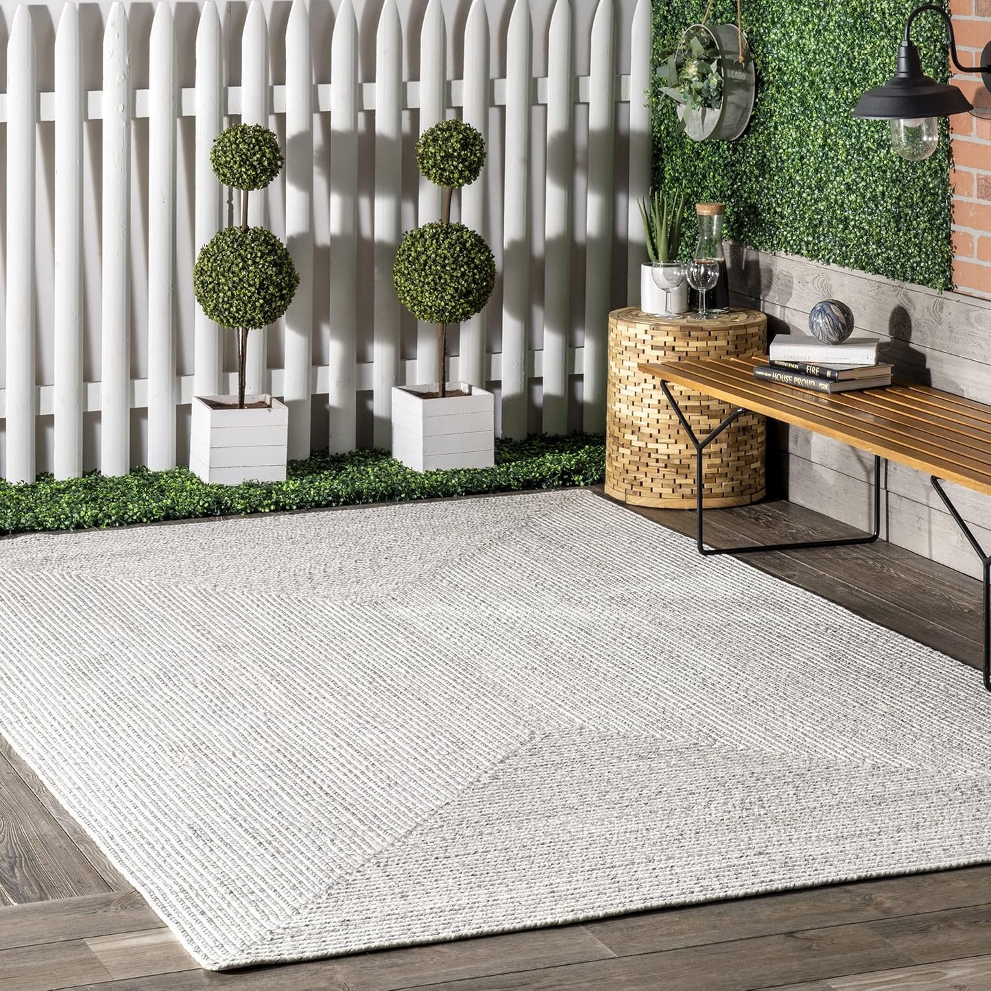 nuLOOM 11'6" x 14'6" Solid Hand Braided Indoor/Outdoor Area Rug, Pet-Friendly, High Traffic, Weather Resistant, for Patio, Balcony, Bedroom, Living, Dining Room, Wynn Ivory