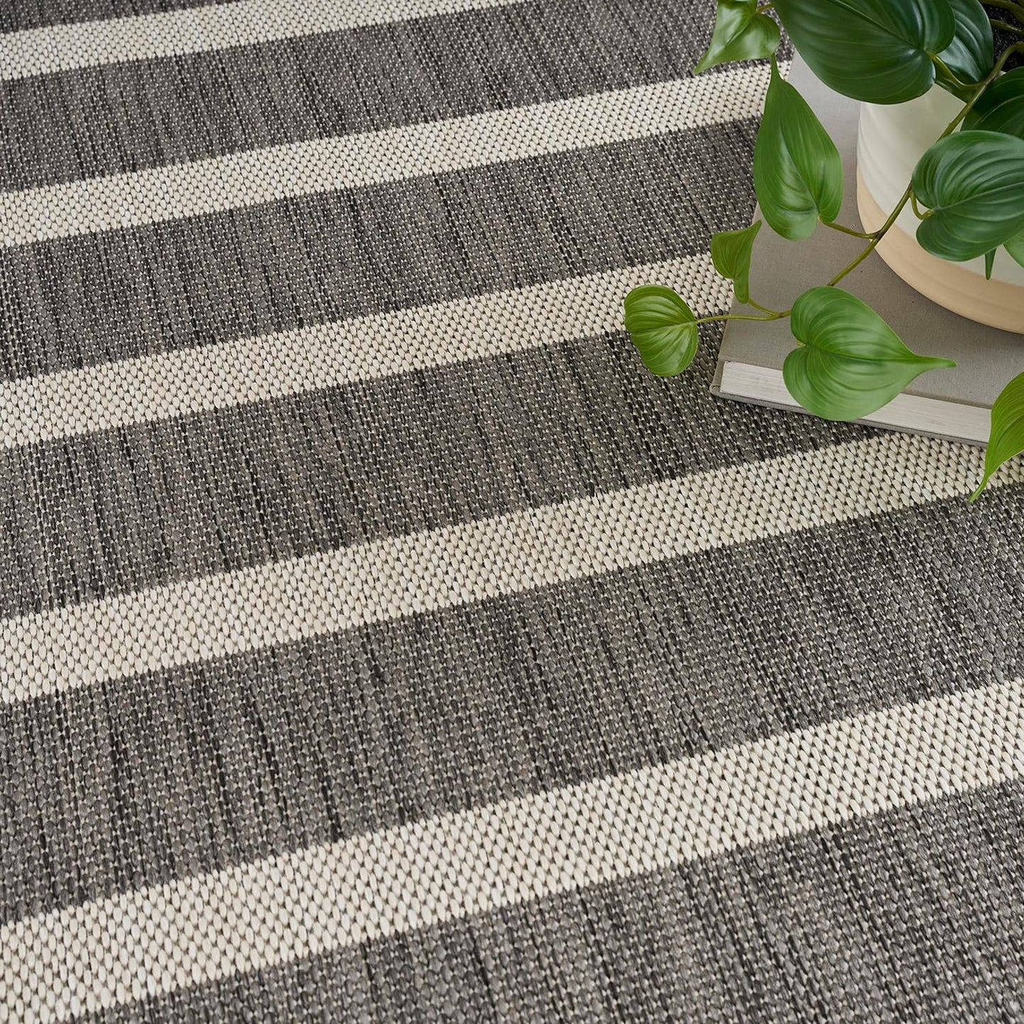 Nourison Home Positano 4' x 6' Fabric Charcoal Ivory Area Rug