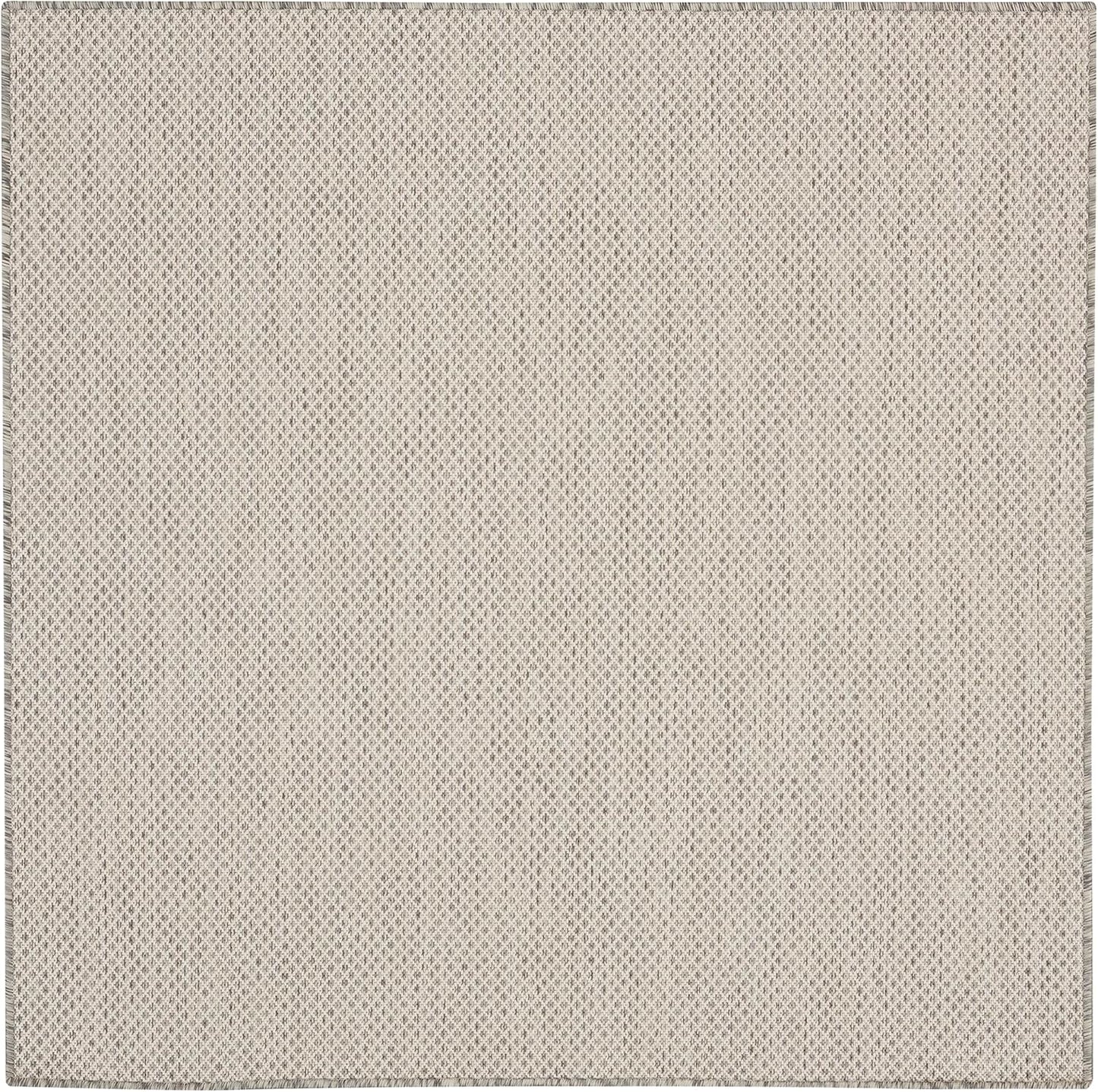 Nourison Home Courtyard Indoor/Outdoor Ivory/Silver 5' x Square Area Rug, Easy Cleaning, Non Shedding, Bed Room, Living Room, Dining Room, Backyard, Deck, Patio (5 Square)