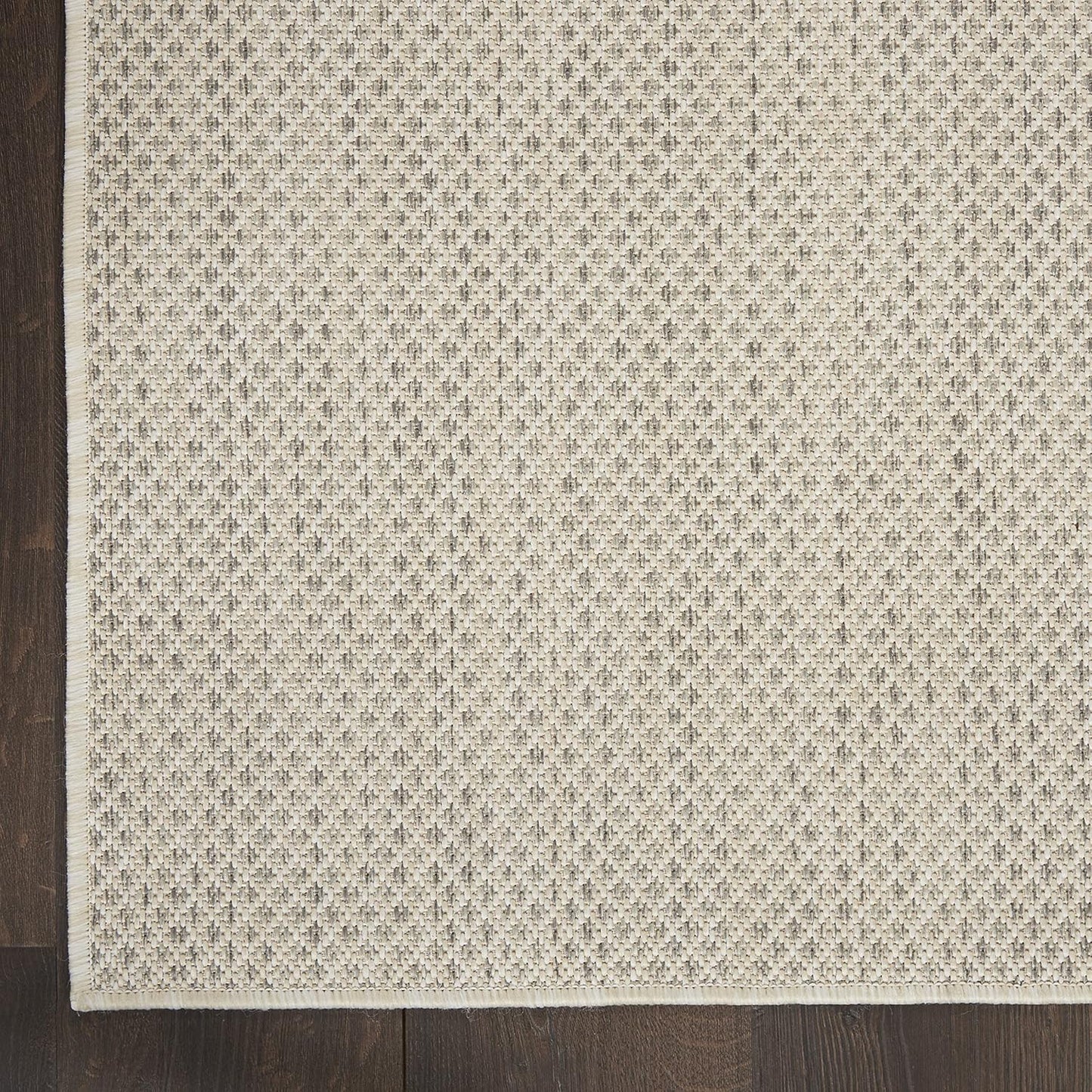 Nourison Home Courtyard Indoor/Outdoor Ivory Silver 9' x 12' Area Rug, Geometric, Easy Cleaning, Non Shedding, Bed Room, Living Room, Dining Room, Deck, Patio, Backyard (9x12)