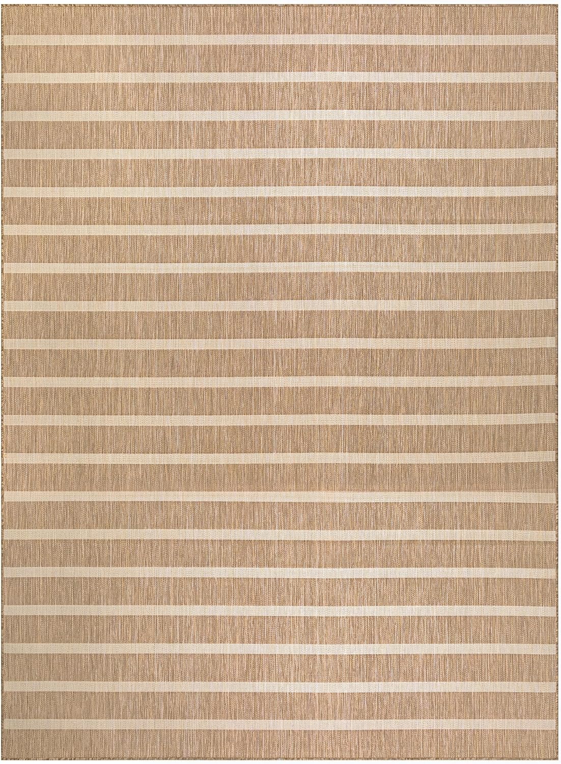 Nourison Home Positano Indoor/Outdoor Beige Ivory 9' x 12' Area Rug, Easy Cleaning, Non Shedding, Bed Room, Living Room, Dining Room, Backyard, Deck, Patio (9x12)