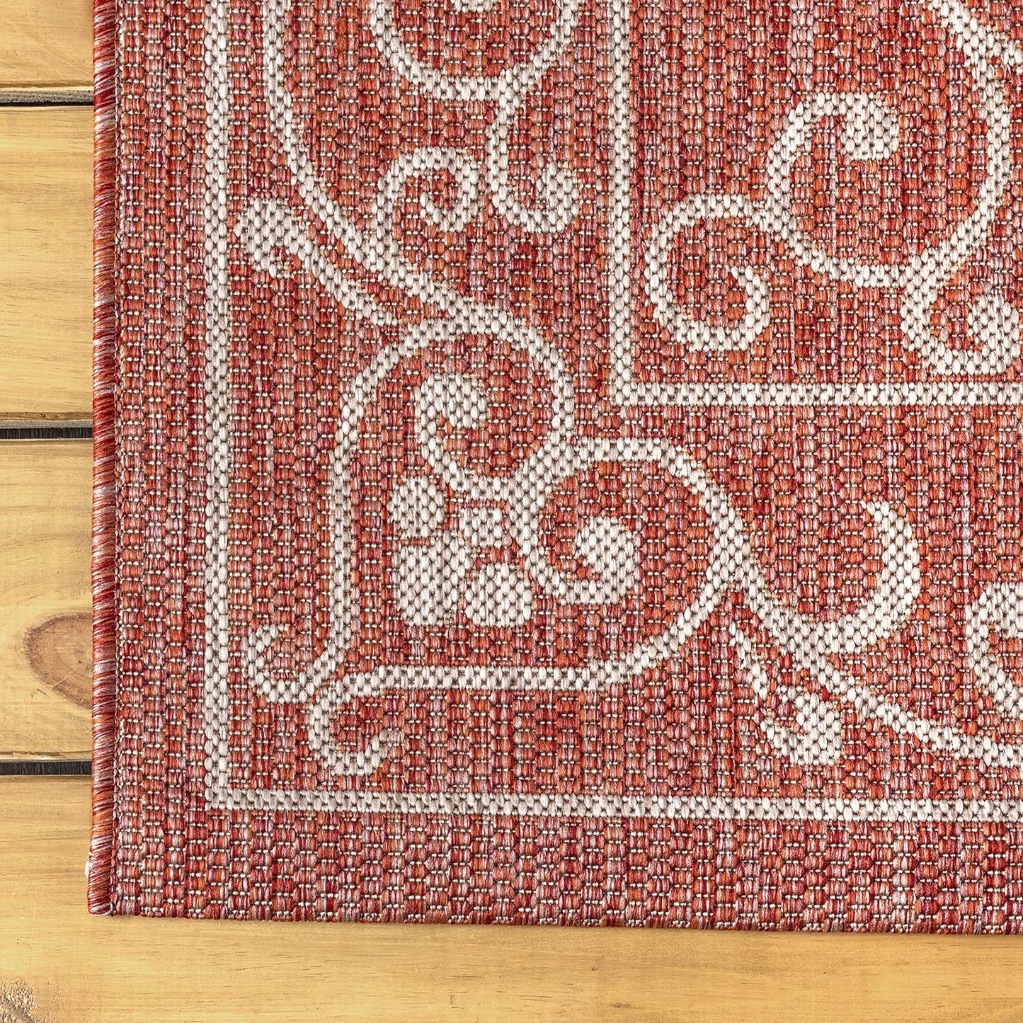 JONATHAN Y SMB106B-3 Charleston Vintage Filigree Textured Weave Indoor/Outdoor Red/Beige 3 ft. x 5 ft. Area Rug, Classic,Easy Cleaning,HighTraffic,LivingRoom,Backyard, Non Shedding
