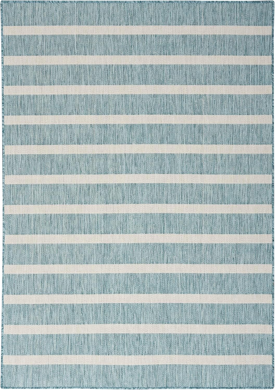 Nourison Home Positano Indoor/Outdoor Aqua Ivory 7' x 10' Area -Rug, Easy -Cleaning, Non Shedding, Bed Room, Living Room, Dining Room, Deck, Backyard, Patio (7x10)