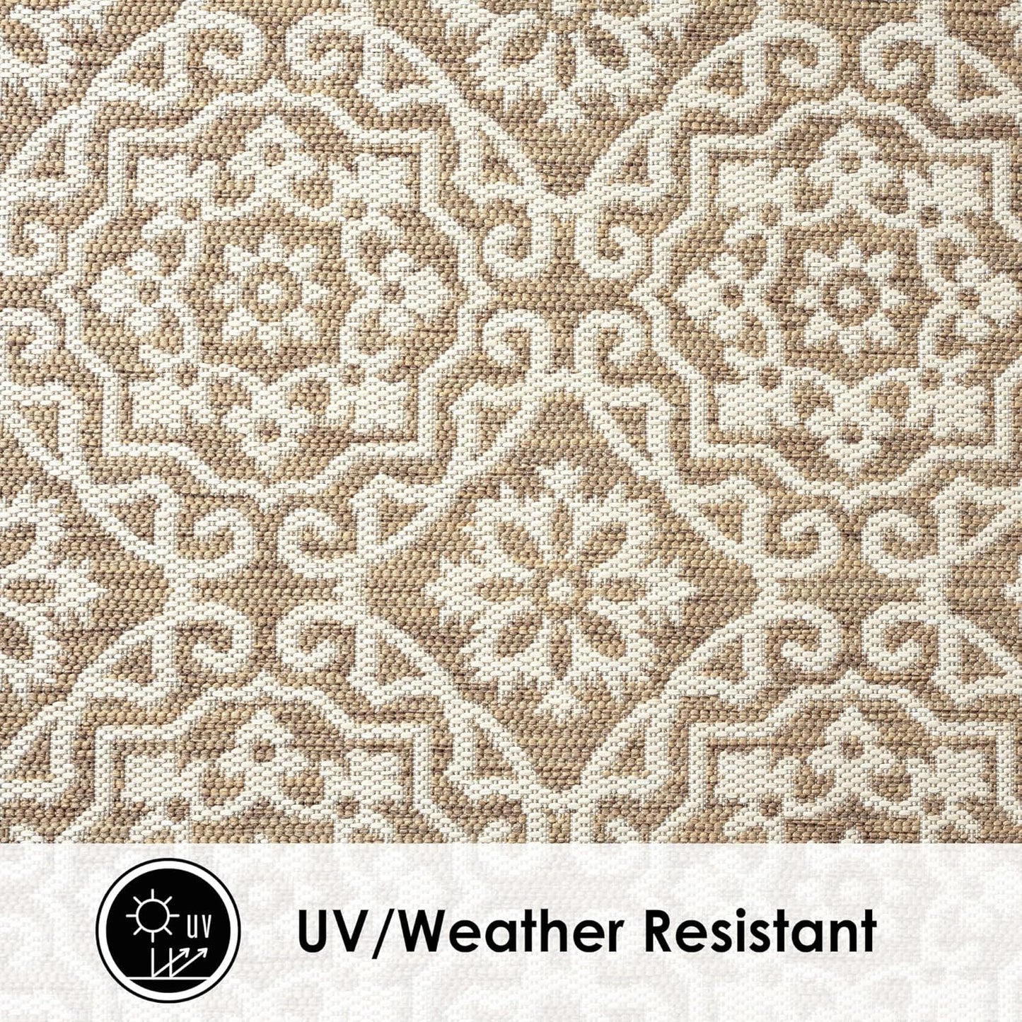 Nicole Miller New York Patio Country Julia Transitional Geometric Indoor/Outdoor Area Rug, Brown/Beige, 7'9"x10'2"