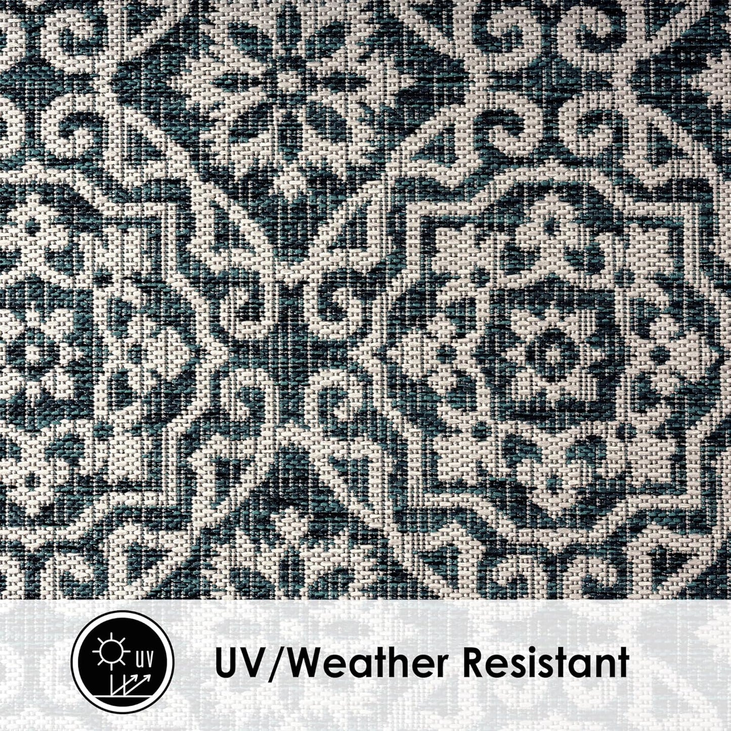 Nicole Miller New York Patio Country Julia Transitional Geometric Indoor/Outdoor Area Rug, Navy Blue/Ivory, 5'2"x7'2"
