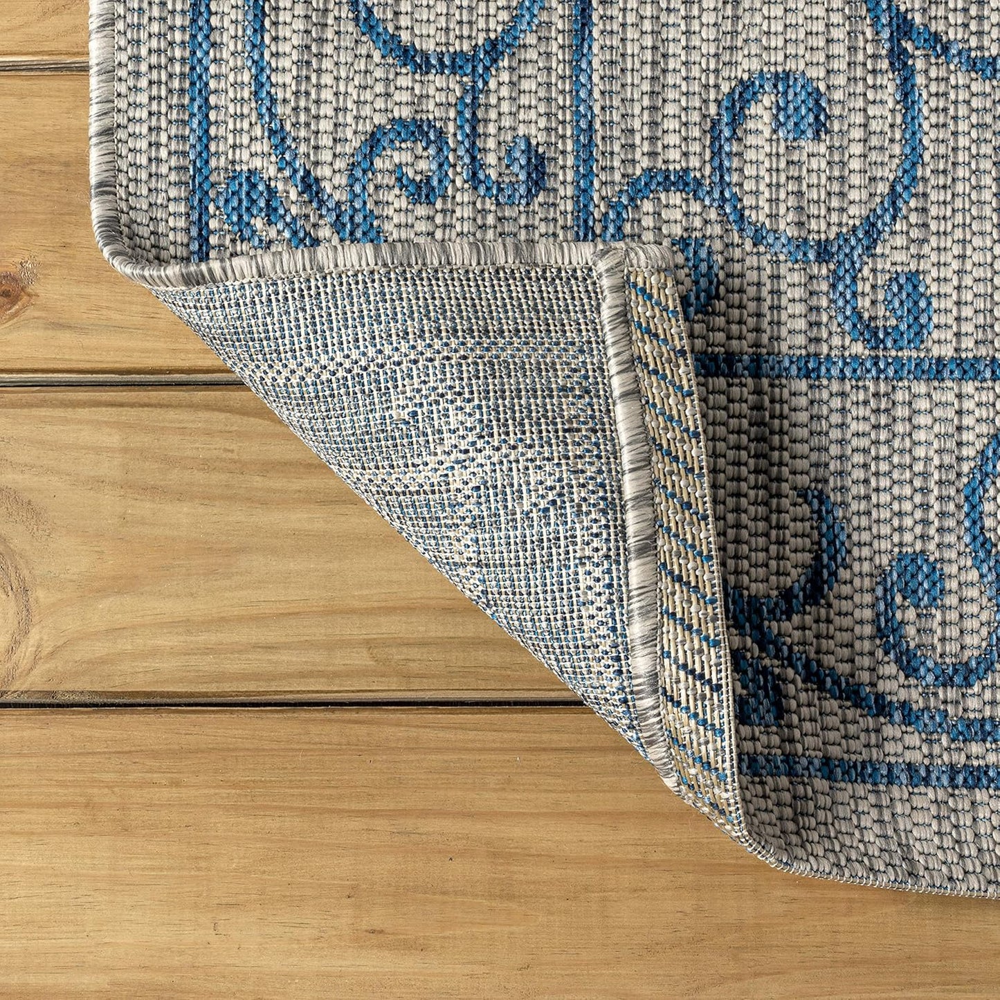 JONATHAN Y SMB106C-5 Charleston Vintage Filigree Textured Weave Indoor/Outdoor Gray/Navy 5 ft. x 8 ft. Area Rug, Classic,Easy Cleaning,HighTraffic,LivingRoom,Backyard, Non Shedding