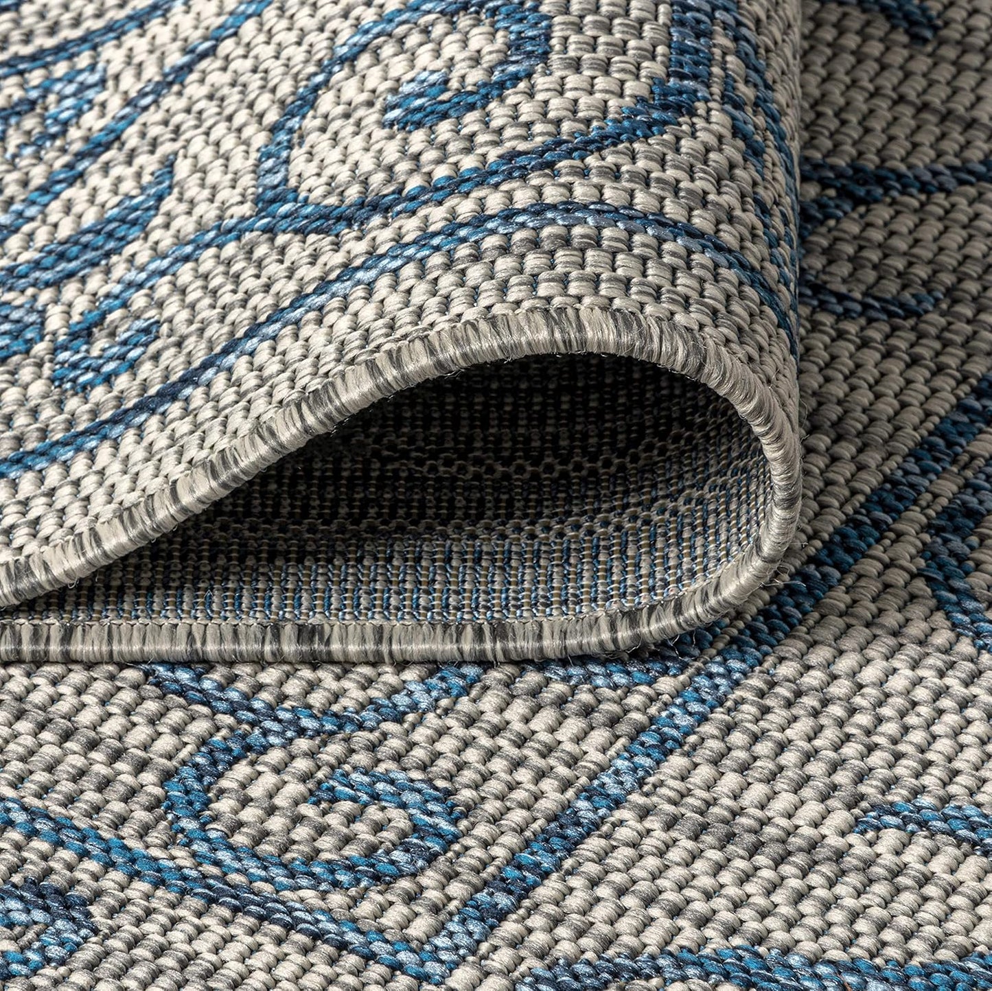JONATHAN Y SMB106C-4SQ Charleston Vintage Filigree Textured Weave Gray/Navy 4' Square Indoor/Outdoor Area Rug, Pet Friendly, Non-Shedding, Stain Resistant, Easy-Cleaning for Backyard, Patio, Porch