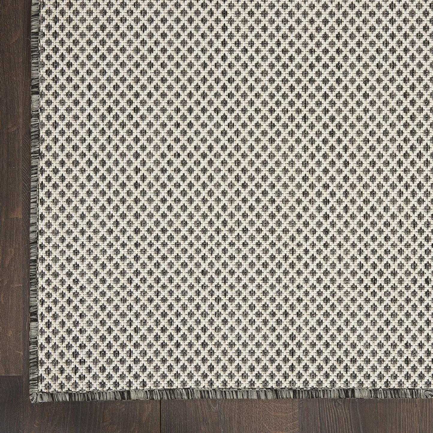 Nourison Home Courtyard 8' Runner Ivory Charcoal Fabric Modern Area Rug (8' Runner)