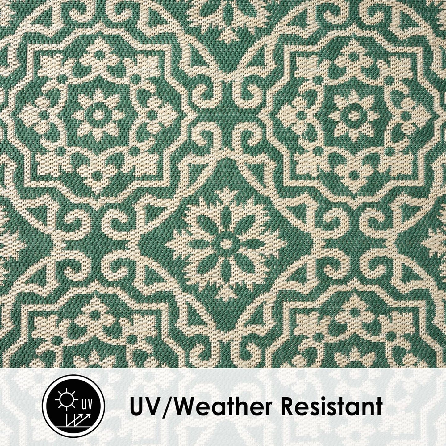Nicole Miller New York Patio Country Julia Transitional Geometric Indoor/Outdoor Area Rug, Green/Beige, 5'2"x7'2"
