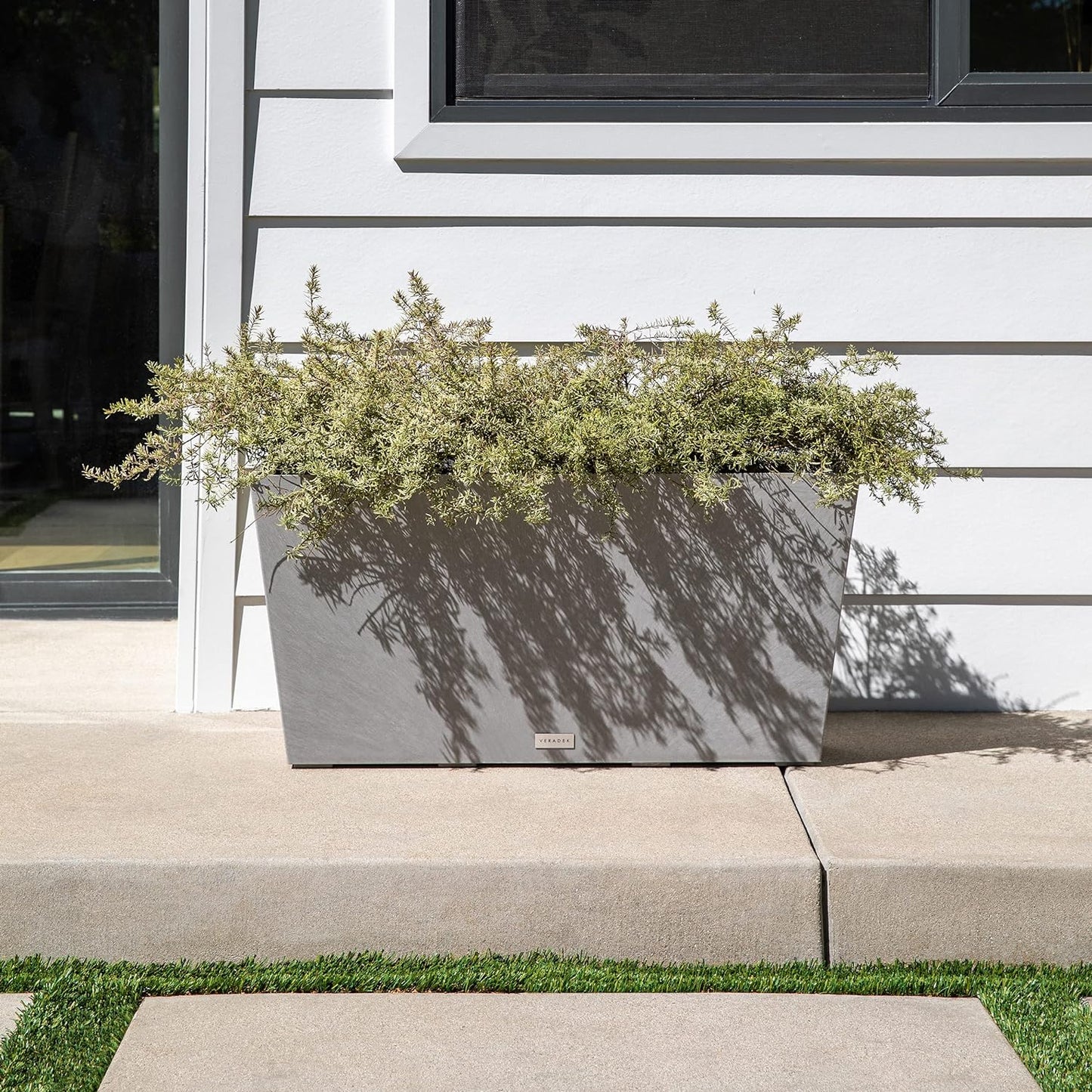 Veradek Pure Series Midori Trough Planter - Large Rectangular Planter for Indoor or Outdoor Deck/Porch | Durable All-Weather Use with Drainage Holes | Modern Decor for Shrubs, Flowers, Small Plants