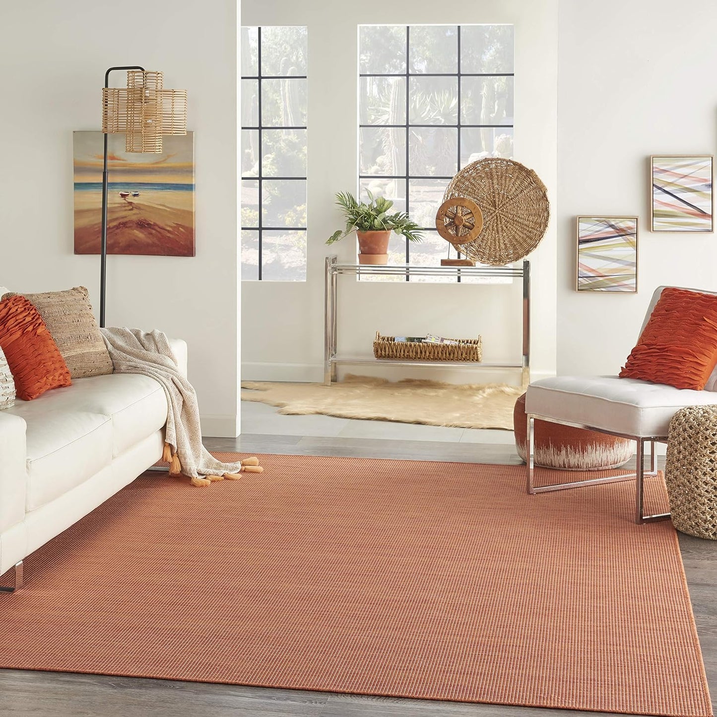 Nourison Positano Indoor/Outdoor Terracotta 2'2" x 12' Area Rug, Easy Cleaning, Non Shedding, Bed Room, Living Room, Dining Room, Backyard, Deck, Patio (2x12)