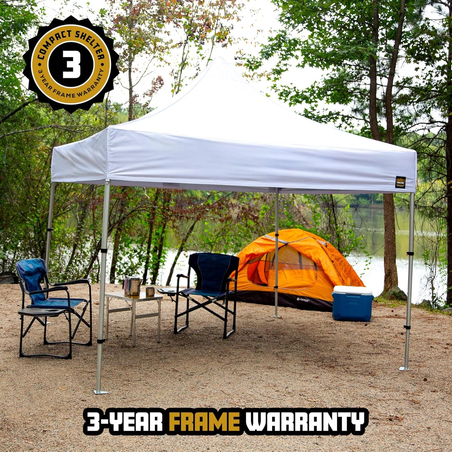 8x8 Heavy Duty Pop Up Canopy - EZ Setup, Commercial Grade Aluminum Frame, 42” Folded Frame Height, UPF 50+, Adjustable Portable Tent for Beach, Events, Camping, Roller Bag (Black)