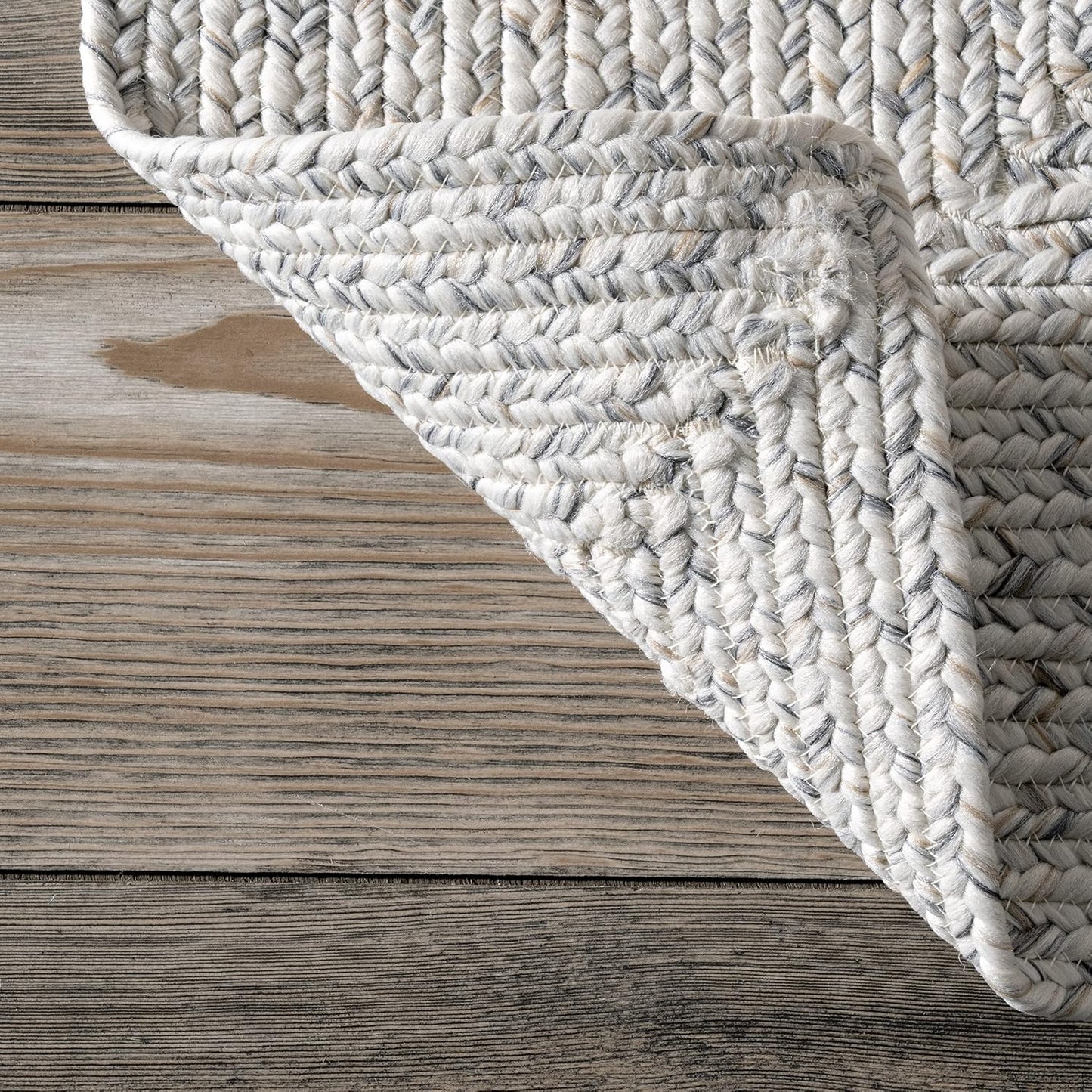 nuLOOM Oval 5' x 8' Solid Hand Braided Indoor/Outdoor Area Rug, Pet-Friendly, High Traffic, Weather Resistant, for Patio, Balcony, Bedroom, Living, Dining Room, Wynn Ivory